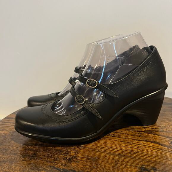 Dansko Shoes Babette Josie Heeled Double Strap Mary Jane Black Leather 39 (US 9) - Picture 3 of 6